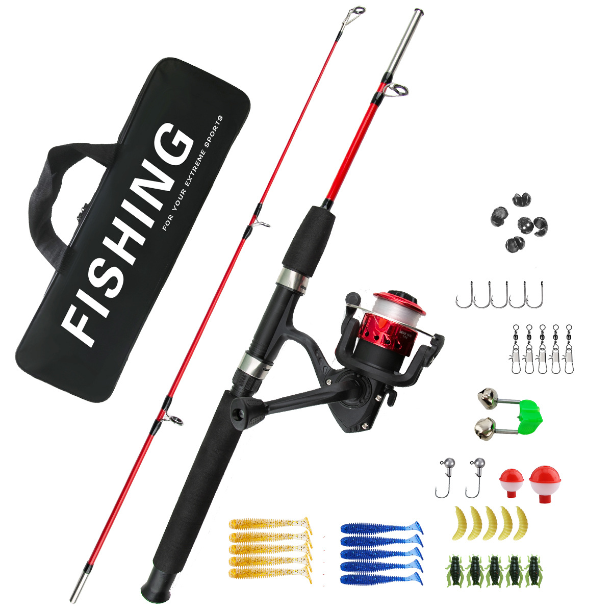 2 Sections Ice Fishing Rod Com - Fishing Rod Combo ulasan dan harga